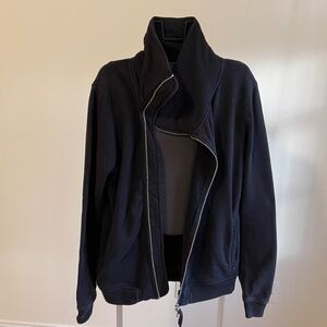 AllSaints  Mens Raven Asymmetrical Zip Sweatshirt - Black - Small